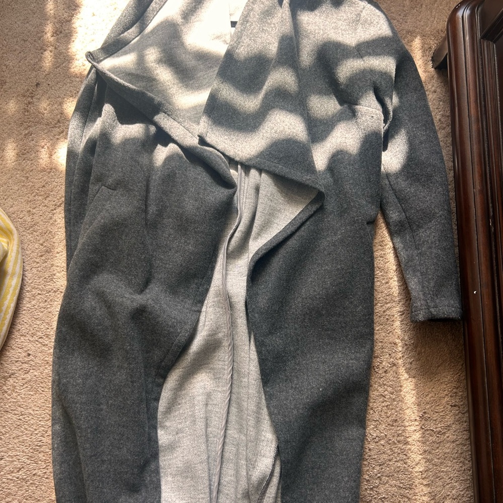 Long Open-Front Gray trench coat Coatigan